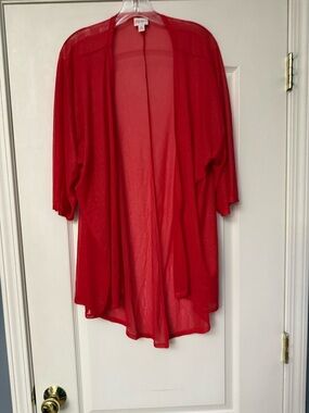 Lularoe Sheer Red Open-Front Cardigan